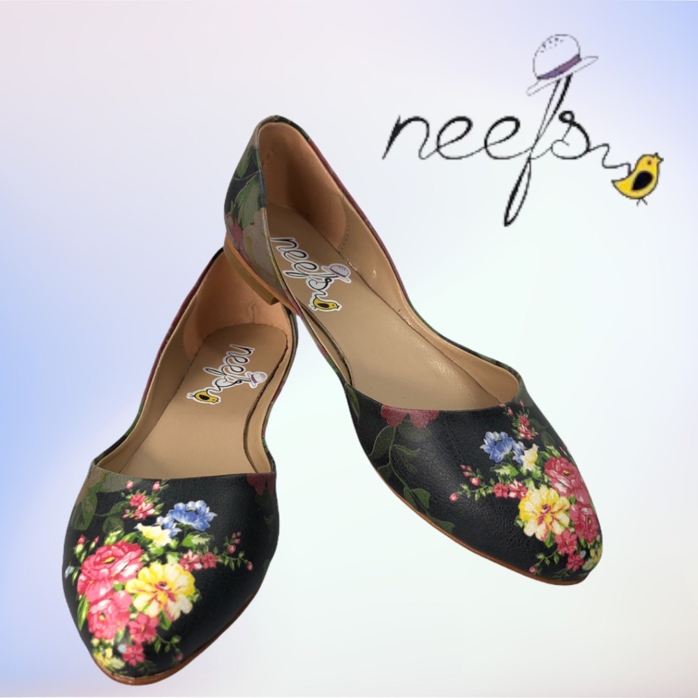 NEEFS Artistic Floral d'Orsay Ballet Flats Size 39
